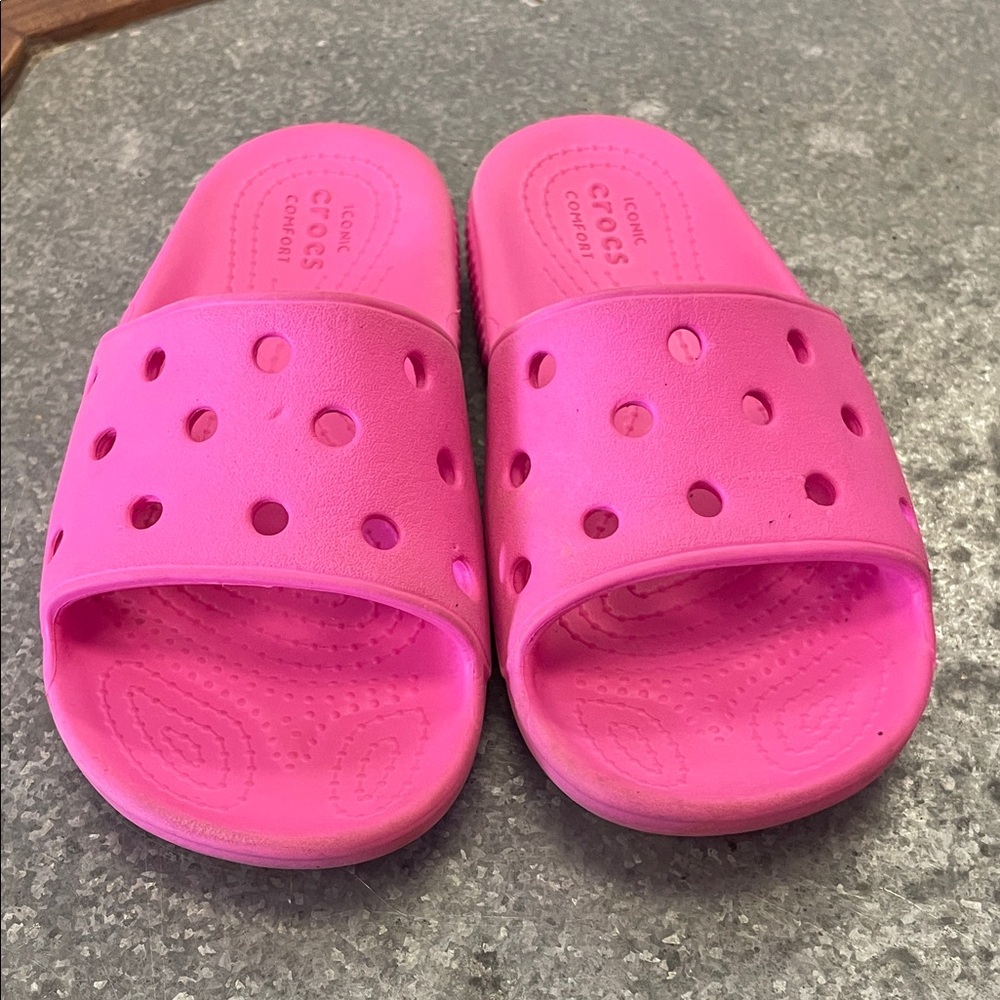 CROCS Kids Bright Pink Slide Sandals